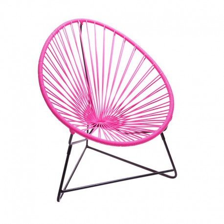 Fauteuil ACAPULCO ENFANT de Boqa avec structure noire, Rose poudré